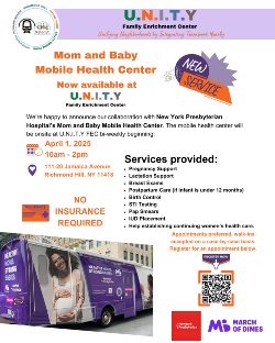 mobile health unit flyer with details